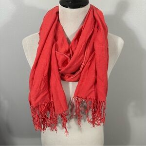 Coral Scarf with Fringe Detailing